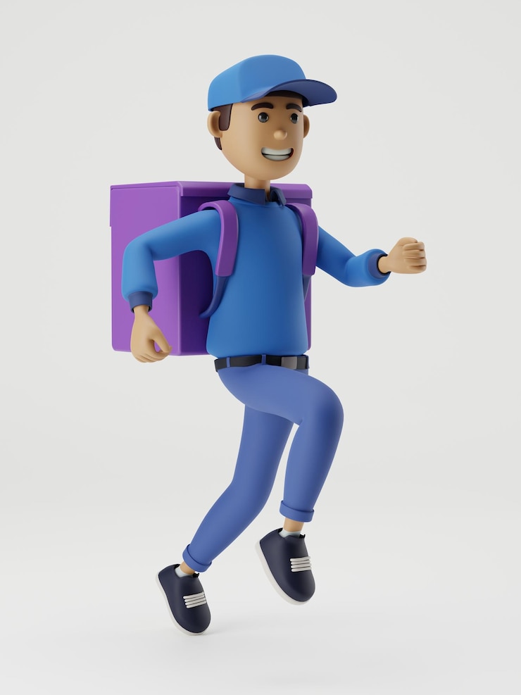 Foto ilustração 3d do homem do correio no fundo branco