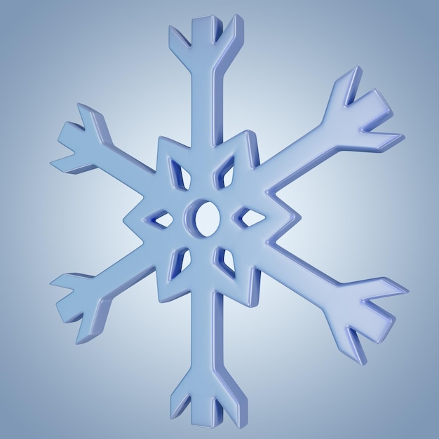 Ilustração 3D do ícone azul do floco de neve