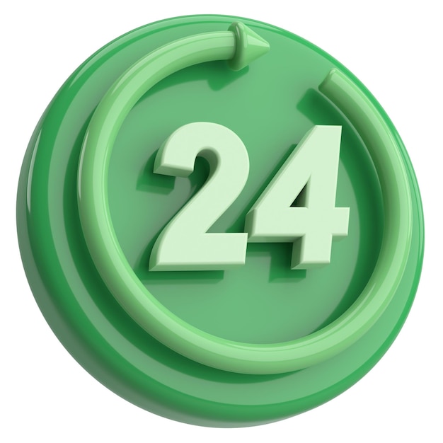 Foto ilustração 3d do ícone de serviço de 24 horas