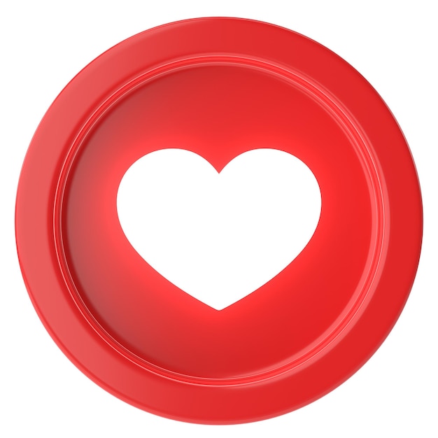 Ilustração 3D do ícone do coração do botão do amor