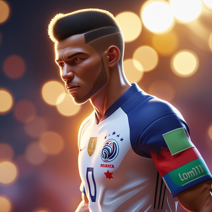Foto ilustração 3d do jogador de futebol do campeonato mundial de futebol