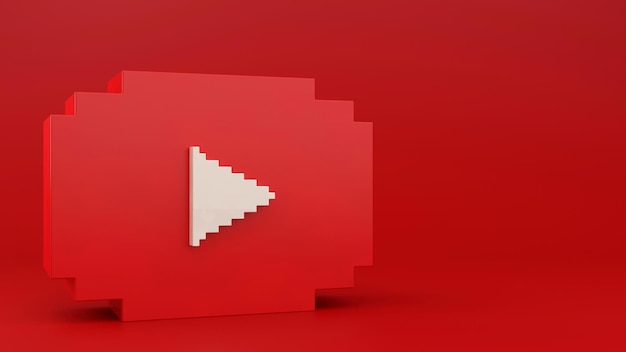 Ilustração 3D do logotipo do YouTube Art Voxel