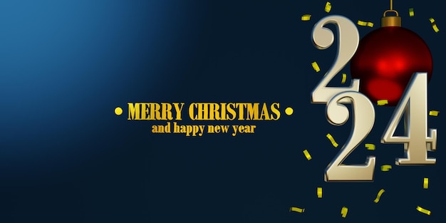 Ilustração 3D do número dourado do Natal de Ano Novo de 2024