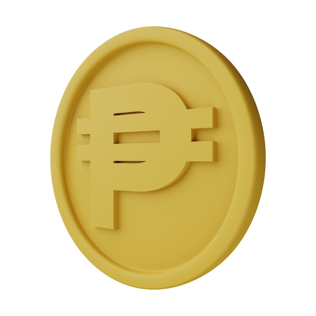 Foto ilustração 3d do peso da moeda de ouro isolada no fundo branco
