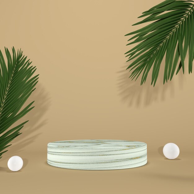 Ilustração 3D do pódio da maquete do pano de fundo do produto em segundo plano