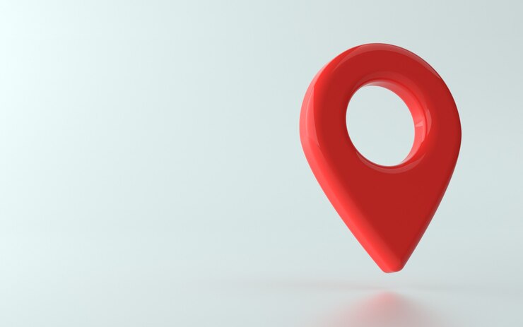 Ilustração 3D do ponto de alfinete ou marcador de localização