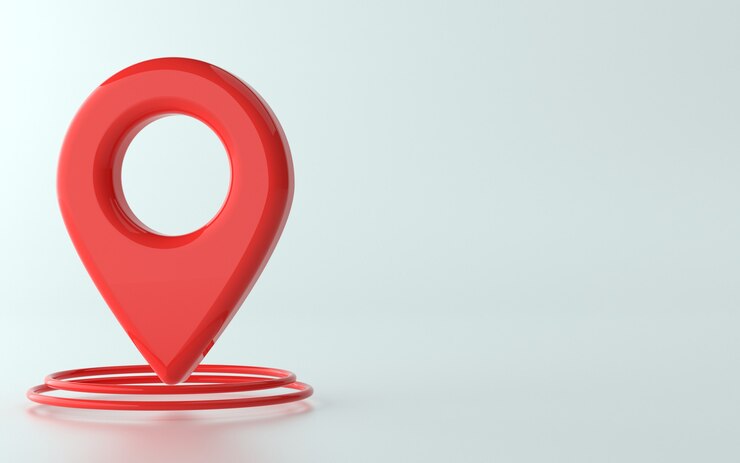 Ilustração 3D do ponto de alfinete ou marcador de localização
