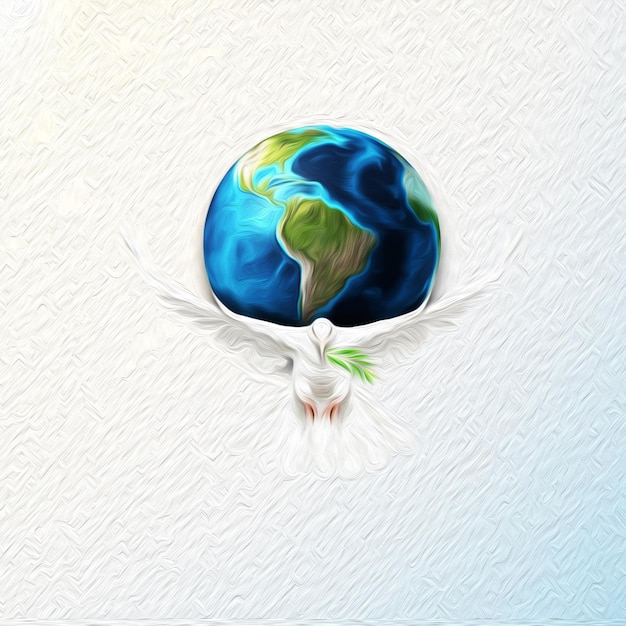 ilustração 3d do projeto da bandeira da paz mundial para a paz mundial