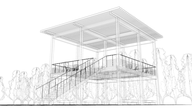 Ilustração 3D do projeto de construção