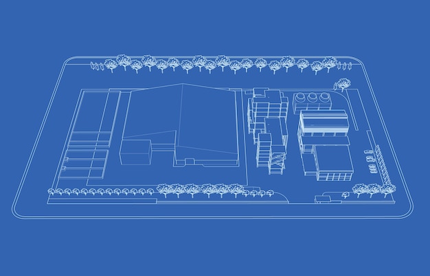 Ilustração 3D do projeto de construção