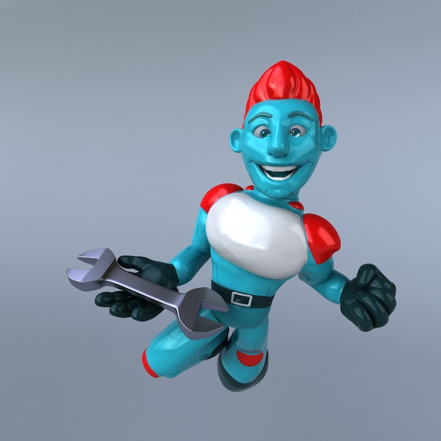 Ilustração 3D do robô vermelho