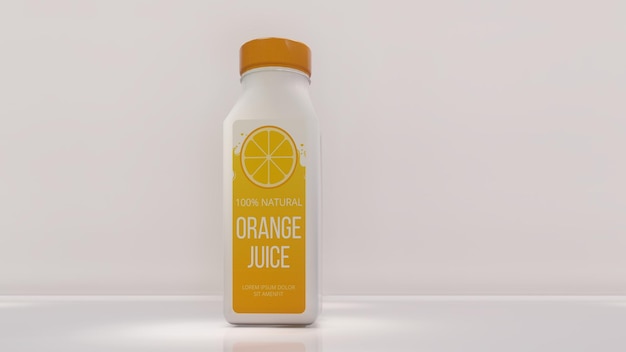 Ilustração 3D do rótulo laranja da garrafa de água