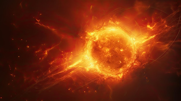 Ilustração 3D do sistema solar Sol no espaço sideral