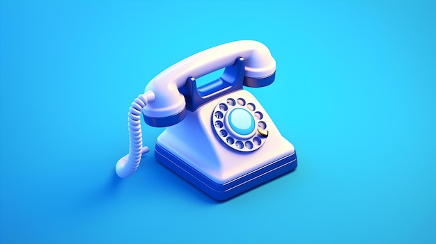 ilustração 3d do telefone no fundo azul