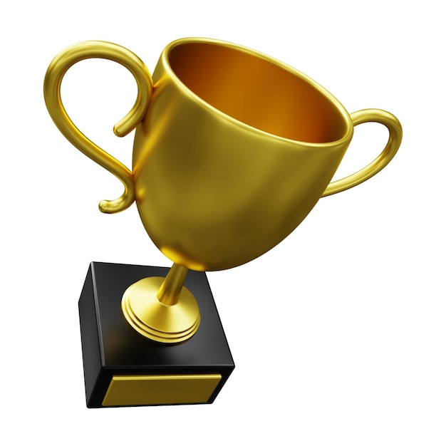 Ilustração 3D do troféu de ouro isolada em fundo branco