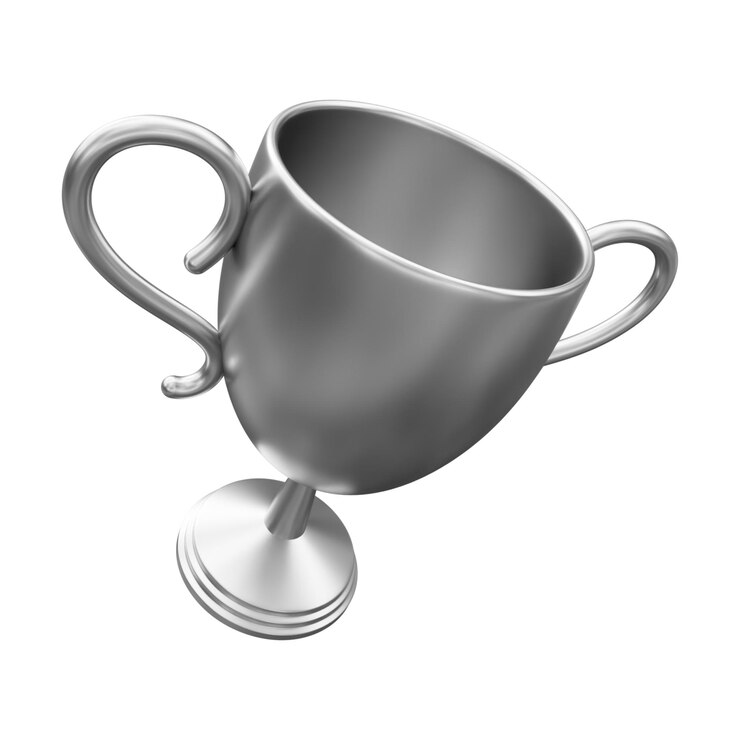 Foto ilustração 3d do troféu de prata isolada em fundo branco