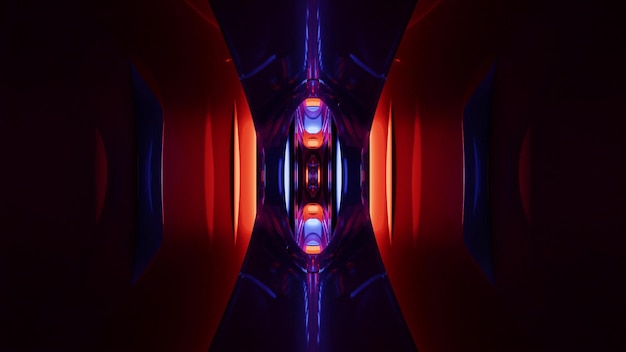 Ilustração 3D do túnel brilhante escuro 4K UHD