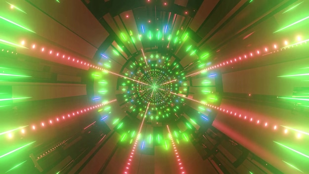 Ilustração 3D do túnel espacial uhd com alteração de cor