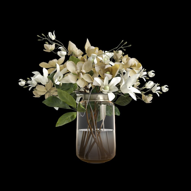 ilustração 3d do vaso de flor isolado no fundo preto