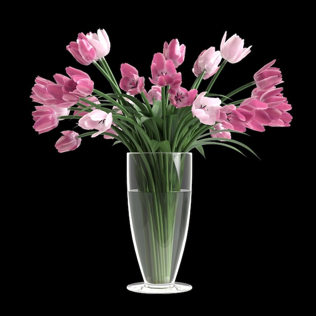 ilustração 3d do vaso de flor isolado no fundo preto