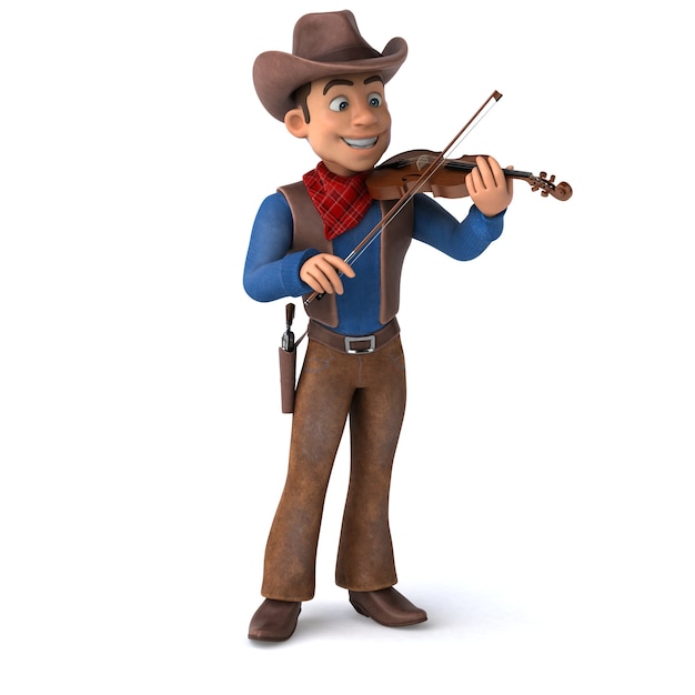 Ilustração 3D engraçada de um cowboy de desenho animado