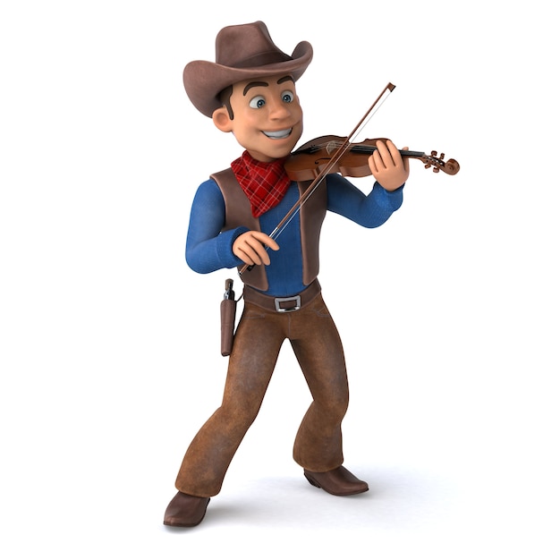 Ilustração 3D engraçada de um cowboy de desenho animado