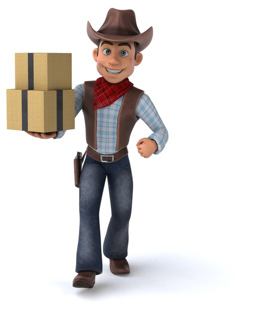 Ilustração 3D Fun Cowboy