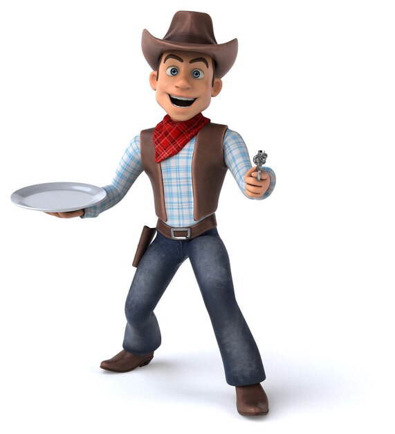 Ilustração 3D Fun Cowboy