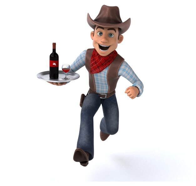 Ilustração 3D Fun Cowboy