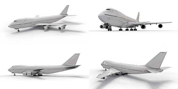 ilustração 3D Grandes aeronaves de passageiros de grande capacidade para longos voos transatlânticos