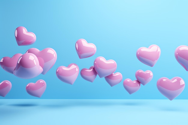 Ilustração 3D Imagem de fundo pavimentada com muitos corações conjunto rosa e azul Dia dos Namorados e Dia Branco Dia das Mães Dia dos Pais Foto de alta qualidade