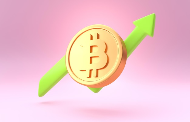 Ilustração 3D isolada de crescimento de Bitcoin