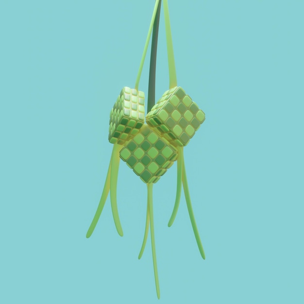 ilustração 3d ketupat renderização 3d ketupat