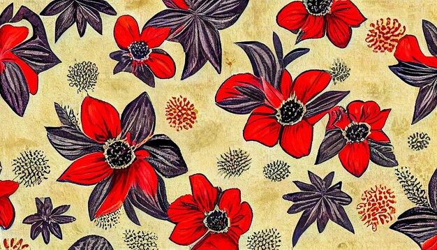 Ilustração 3D Liberty Flower Pattern Design de fundo floral para papéis de parede de moda