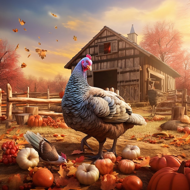 ilustração_3d_male_thanksgiving_turkey