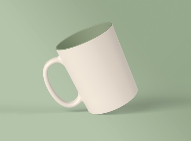 Ilustração 3d. maquete de design de caneca de café em branco.