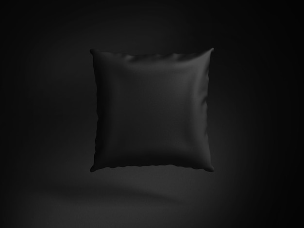 ilustração 3D Maquete de travesseiro preto isolado em fundo preto