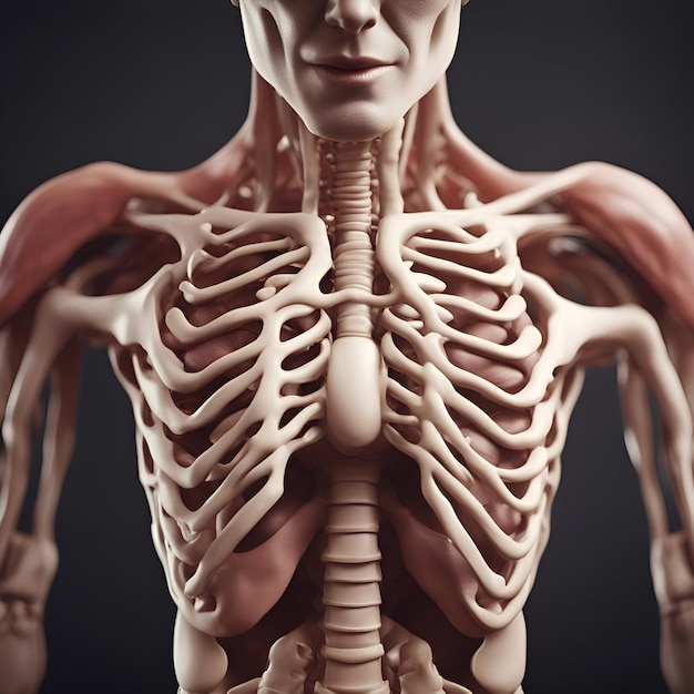 Foto ilustração 3d medicamente precisa da anatomia do corpo humano o tórax