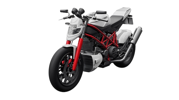 ilustração 3D. Moto esporte urbano vermelho sobre um fundo branco. renderização 3D.