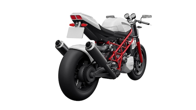 ilustração 3D. Moto esporte urbano vermelho sobre um fundo branco. renderização 3D.