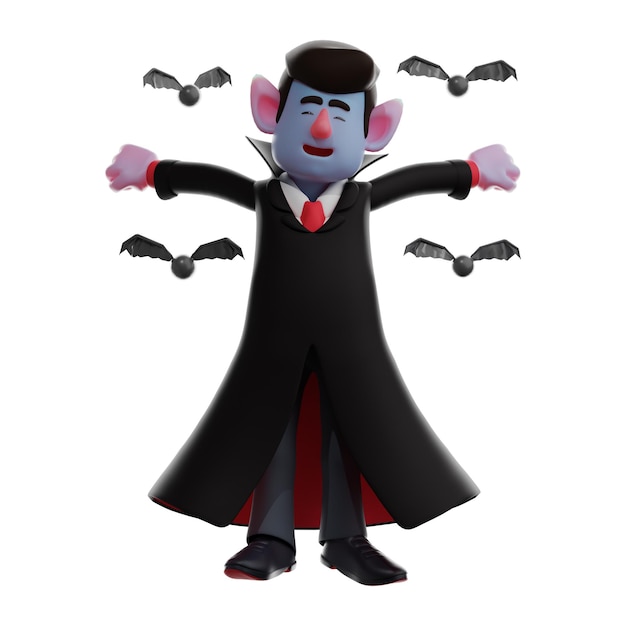 Malévolo desenho animado vampiro dracula fica orgulhoso e ereto, ilustração  3d fotos, imagens de © 3dalia #285673570