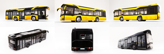 Ilustração 3d ônibus urbano médio em uma renderização 3d de fundo branco isolado