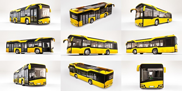 ilustração 3d ônibus urbano médio em uma renderização 3d de fundo branco isolado