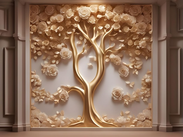 ilustração 3d papel de parede árvore floral