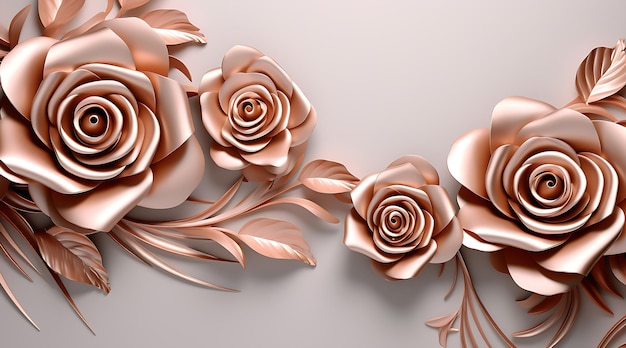 ilustração 3d papel de parede flor rosa