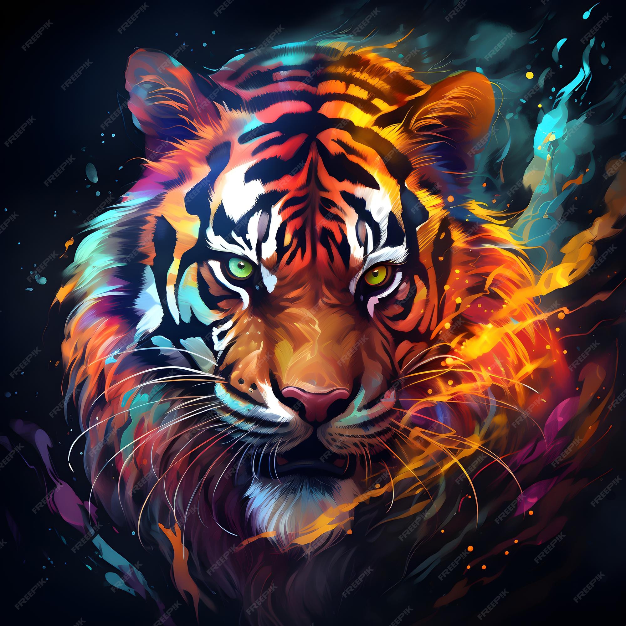 Papel de parede sólido de pintura de tigre em 3d - TenStickers