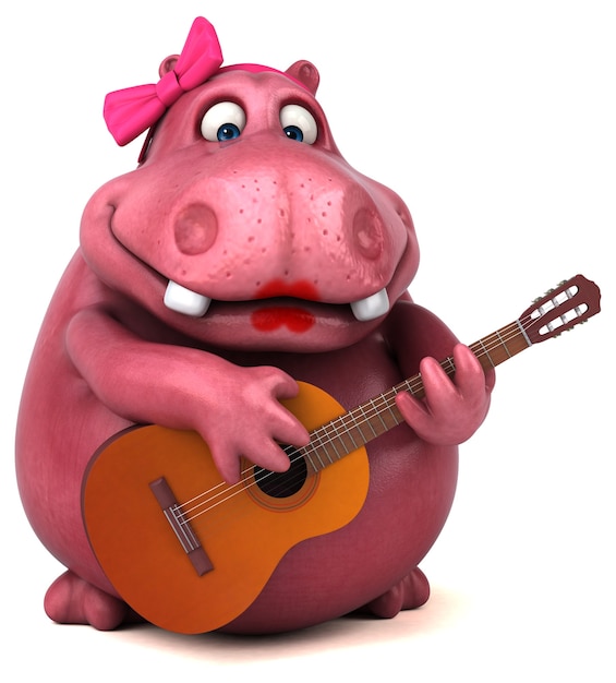 Foto ilustração 3d pink hippo