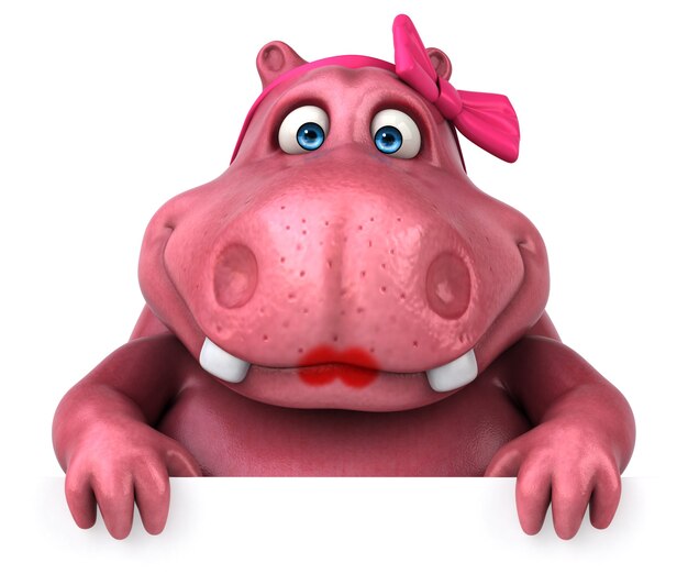 Ilustração 3D Pink Hippo