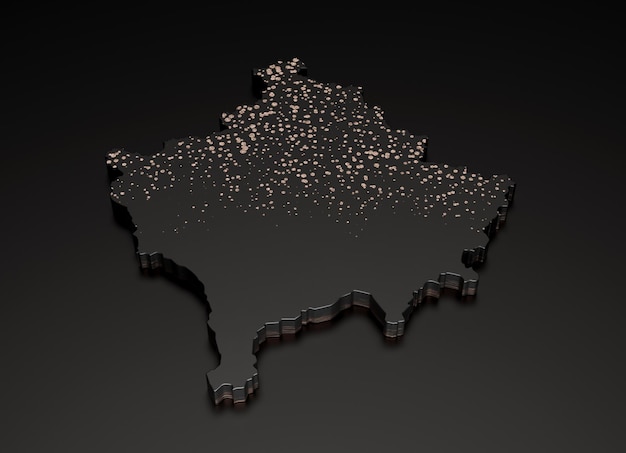 Ilustração 3d premium do mapa preto da textura da pedra de Kosovo