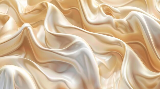 Ilustração 3D realista moderna da superfície de leite ou iogurte de creme branco Textura de produto lácteo líquido salpico molho de mousse cosmético ou drapeado de pano de cetim liso